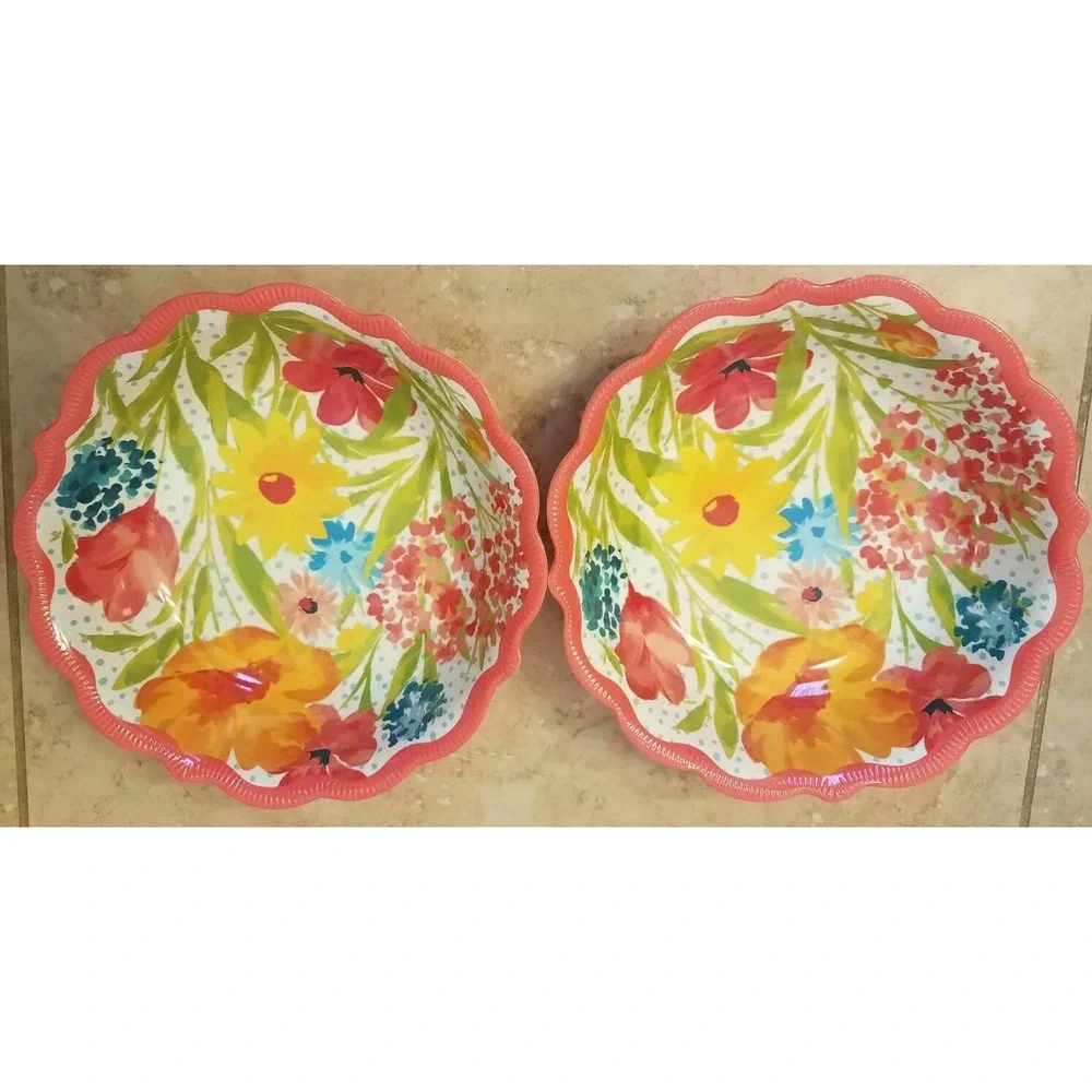(2) The Pioneer Woman Sunny‎ Days Coral Serving Bowls Melamine 44oz each NEW